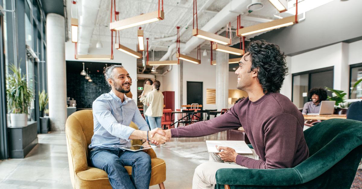 Hand shake in a modern office