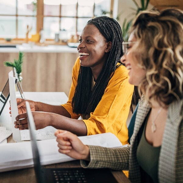 Women smiling at work