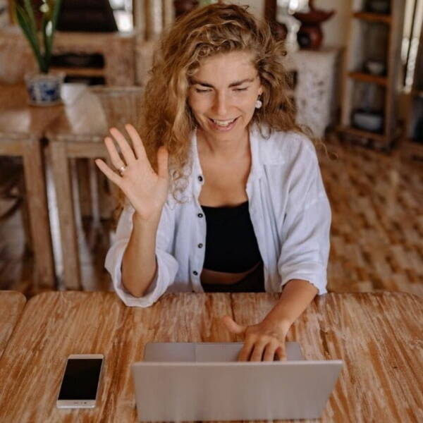 Woman on video meeting