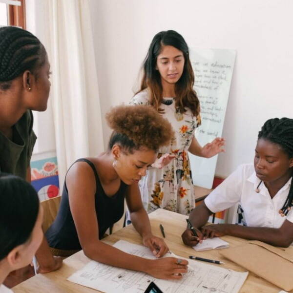 Work meeting with five women
