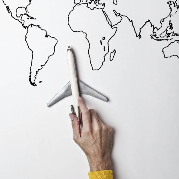Plane on cartoon map